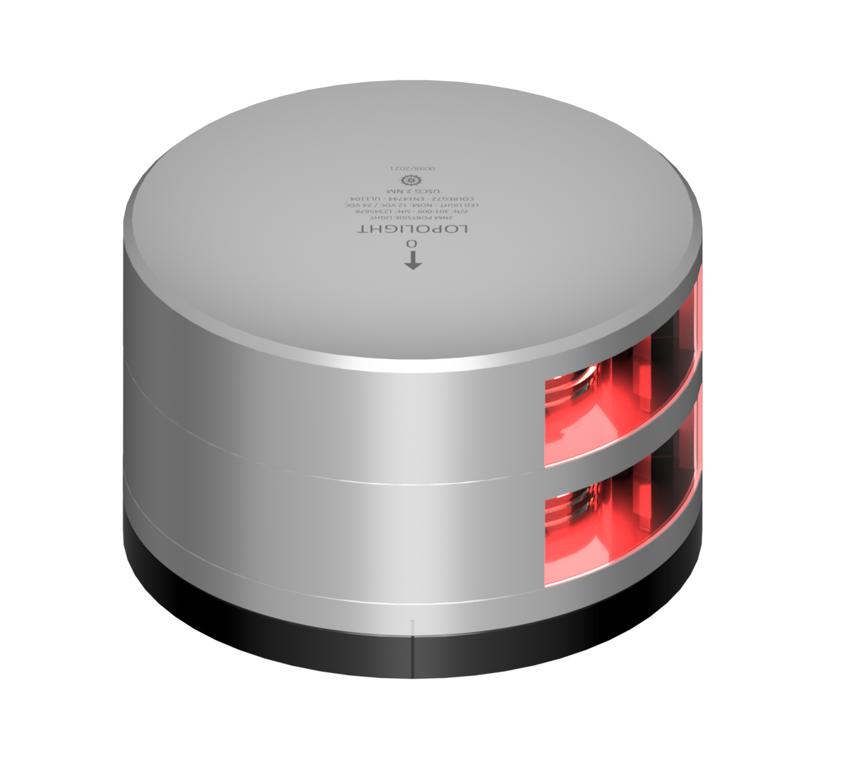 2nm 112,5° Red, dbl Port, silver w/FB base